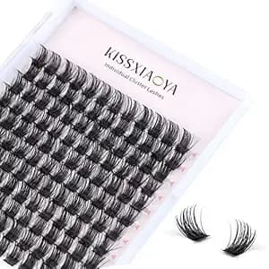 Kissxiaoya Cluster Lashes Extensions, 144pcs Individual Cluster Lashes D Curl 14mm, Wide Stem Cluster Eyelashes Soft Natural False Eyelashes Cluster Diy Eyelash Extension At Home (144pcs, 14mm)