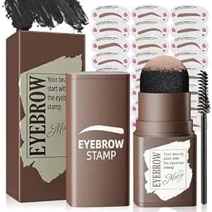 Eyebrow Stamp Kit Waterproof, Eyebrow Stencils For Shaping, Black - Eyebrow Stamp Stencil Kit With Brush, Brow Shaping Kit With 24 Stencils Long-Wear Smudge-Proof For Natural Eyebrow Color
