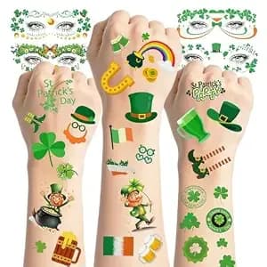 St. Patrick'S Day Party Tattoos - 130 Pcs Glitter Shamrock Temporary Tattoos For Face & Body, 14 Sheets Irish Festival Favors & St. Patrick'S Day Accessories