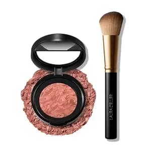 Laura Geller New York Baked Blush-N-Brighten Marbleized Blush + Angled Brush, Rose All Day