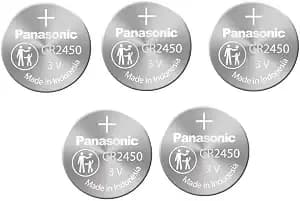 5 X cr2450 Panasonic 3 Volt Lithium Coin Cell Batteries