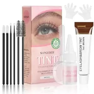 Lash & Brow Color Kit Black, Waterproof Brow And Lash Color Kit, Smudge-Resistant Color Lasts Up To 4 Weeks, Natural Fuller-Looking Brows And Lashes, Diy At-Home Application (Brown)