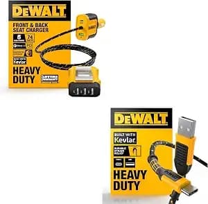 Dewalt Heavy Duty 72w 5 Port Usb Car Charger Multiport W/ 6ft Cable