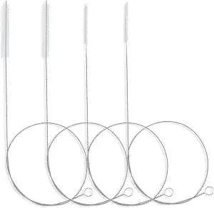 40 Inches Brush Cleaner For Cleaning Straw, Kegerator, Feeding Tube, Siphon Hose, Sunroof Drain, Refrigerator Drain, 4pcs (White)