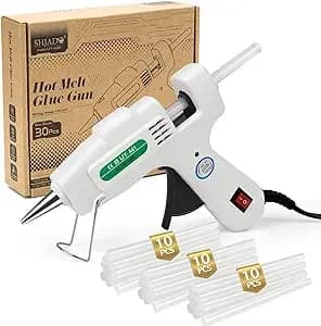Shjade Hot Glue Gun With 30 Glue Sticks, 20w Mini Hot Melt Gun Kit(White) - Fast Preheating, Ideal For School Crafts, Diy Arts, And Quick Home Repairs, Compact, Suitable For 0.27" Glue Sticks
