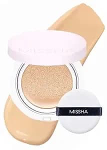 Missha Magic Cushion Foundation No.23 Natural Beige, Dewy Coverage - Korean Compact With Puff Creates Radiant Buildable Finish And Smooth Everyday Base For Quick Touch-Ups.