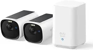 Eufy Security Eufycam e40 2-Cam Kit, 2k Maxcolor Night Vision，Built-In 16gb - Solar Security Camera, Integrated Solar Panel, Local Storage, No Monthly Fee, Easy Set-Up, ip66，Advanced Pir And Ai Detection