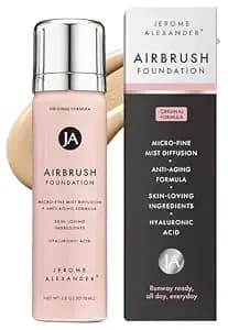 Magic Minerals Jerome Alexander Airbrush Makeup Foundation - Light Medium - Sweat-Resistant, Breathable Microfine Mist, Buildable Full Coverage, Anti-Aging Ingredients, Natural Finish All-Day