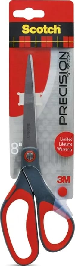 Scotch 8" Precision Scissors Great For Everyday Use - Stainless Steel Scissors With Sharp Edge, Soft Comfort Grip, Good For Fabric, Heavyweight Paper And Photos