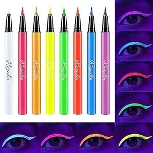 8 Pcs Uv Neon Liquid Eyeliner Set, Matte Colored Eyeliners Pen, Colorful Waterproof Smudge-Proof High-Pigmented Liners, Colorful Eye Makeup For Rave Party Music Festival