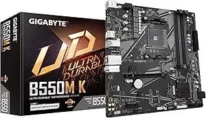 Gigabyte b550m K Amd am4 Micro-Atx Motherboard, Supports Ryzen 5000/4000/3000 Series Processors, ddr4, 3+3 Power Phase, 2x M.2, Pcie 4.0, Usb 3.2 Gen 1, Gbe Lan, Q-Flash