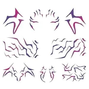 8 Sheets K-Pop Demon Rumi Tattoos, Rumi Cosplay Gradient From Pink To Purple Temporary Tattoos Stickers, Waterproof Cosplay Costume Accessories For Cosplay Party Makeup