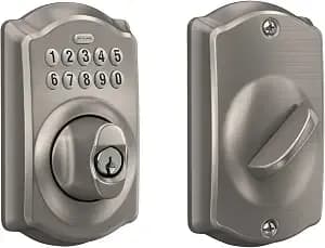 Schlage Electronic Keypad Deadbolt Lock, Camelot Trim, Satin Nickel