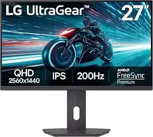 Lg 27g61zb-B 27-Inch Ultragear Qhd (2560 X 1440) Ips Gaming Monitor, 200hz, 1ms, Amd Freesync Premium, hdr10, Switch, Hdmi, Displayport, Tilt/Height/Swivel/Pivot Adjustable Stand, Black