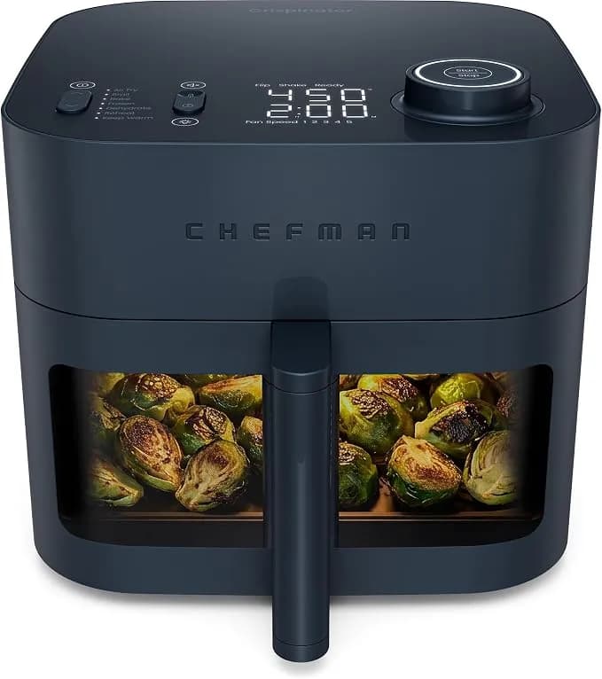 Chefman Crispinator Air Fryer 7-In-1 With 8 Qt Capacity, 450°F Max Temp & Turbofry Pro Technology For Fast, Even Results, Bake, Broil, Dehydrate, Viewing Window, Nonstick Ceramic-Coated Basket