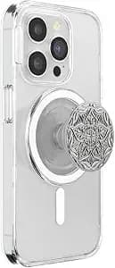 Popsockets Phone Grip For Magsafe, Magnetic Holder, Phone Stand, Enamel - Mandala Silver