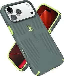 Speck Candyshell Grip +Ms Case For Iphone 17 Pro Max - Neo Drab/Glow Green - Slim Protective Grip - Drop Protection - Magsafe Compatible