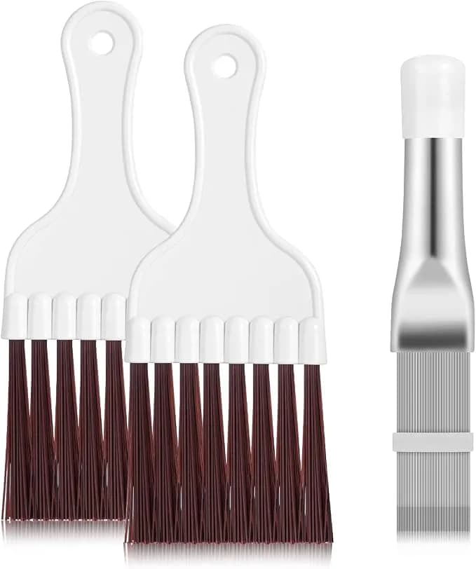 3 In 1 Air Conditioner Condenser Fin Comb, Fin Cleaning Brush Coil Cleaner - Stainless Steel Fin Comb And 2 Whisk Brushes, For Air Conditioner Coil Cleaner Refrigerator Evaporators Radiator Repair Tool