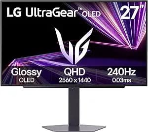 Lg 27gx704a-B 27-Inch Ultragear Qhd (2650x1440) Oled Gaming Monitor 240hz, 0.03ms, Nvidia G-Sync Compatible, Amd Freesync Premium Pro, Vesa Display Hdr trueblack400, Hdmi 2.1, Displayport, Black