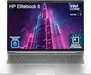 Hp Elitebook 6 16" Business Laptop Computer, Intel Ultra 7 255u, 16gb Ram, 256gb Ssd, (Next Gen Of 660) For Office Data Processing, Backlit Keyboard And Fingerprint Reader, Windows 11 Pro, Silver