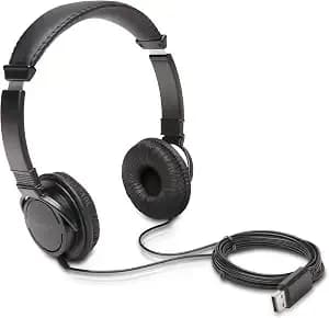 Kensington Usb-A Hi-Fi Headphones, On-Ear Headset, 6ft Cord, For Kids, For Adults, For School, Padded Adjustable Headband (k97600ww), Black