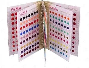 Vama Fashions Premium Velvet Round Forehead Stickers Kumkum Bollywood Bindi Booklet For Women (Medium Bindi Small Book - 504 Bindis) Medium Size Bindis Multicolor