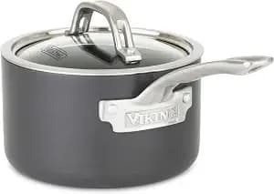 Viking Non Stick Sauce Pan With Glass Lid, 2 Quart Hard Anodized Nonstick Saucepan Cooking Pot, Dishwasher And Oven Safe, Induction Ready, Gray