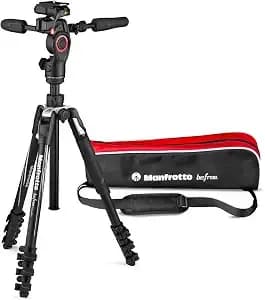 Manfrotto Befree 3-Way Live Advanced Tripod Kit, Tripod And Fluid Head In Aluminum For Cameras And Camcorders Up To 6 Kg, Ultra-Compact, Photography Accessories For Content Creation, Photo And Video - Camcorders Up To 6 Kg, Photography Accessories For Con