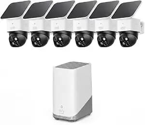 Eufy Security Solocam s340, 6-Cam Kit, Solar Security Cameras Wireless Outdoor, 360° Pan & Tilt Surveillance, No Blind Spots, 2.4 Ghz Wi-Fi, No Monthly Fee