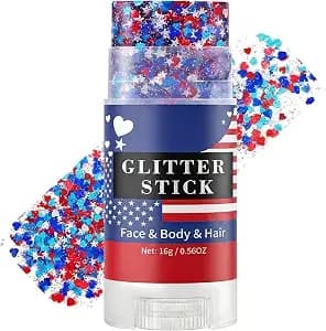 Mysense Red White And Blue Face Hair Body Glitter Stick With Heart & Star Sequins,4th Of July Outfits For Women Kids,Patriotic Usa Accessories For Independence Day Memorial Day 250 Anniversary