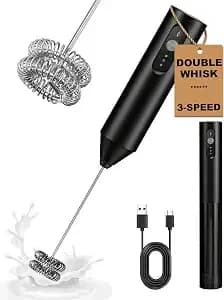 3-Speed Rechargeable Milk Frother Handheld Foam Maker