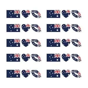30pcs Australia Flag Tattoos, Patriotic Australia Temporary Face Stickers Set, Flag Removable Tattoos For Men Women, Party Face Body Accessories, Decorations Supplies