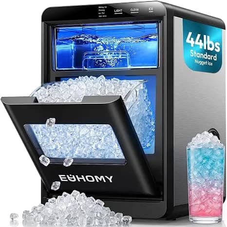 Euhomy Nugget Ice Maker Countertop, 44lbs/24h Sonic Ice Maker Machine, Self-Cleaning Pellet Ice Makers With Ice Scoop&Basket, Countertop Pebble Ice Maker For Home/Kitchen/Office