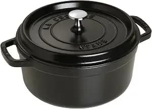Staub Cast Iron Dutch Oven 4-Qt Round Cocotte, Made In France, Serves 3-4, Matte Black