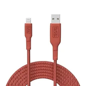 Black+Decker Lightning To Usb Cable - Fast Compatible Iphone Lightning Cable - Durable Braided Iphone Charger Cord - For Travel And Daily Use - Multiple Color + Length Options - 9ft