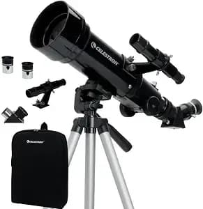 Celestron Travel Scope 70mm Beginner Portable Telescope With Backpack - 70mm Refractor Telescope Kit, Bright Lunar & Planetary Views, Day & Night Use, Backpack Included, Quick No-Tool Setup