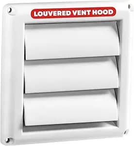Deflecto Outdoor Dryer Vent Cover 4-Inch With Louvered Gravity Damper White - Backdraft Preventer For 4-Inch Dryer Exhaust Applications, Weather- And Uv-Resistant Plastic With Durable Louvered Faceplate