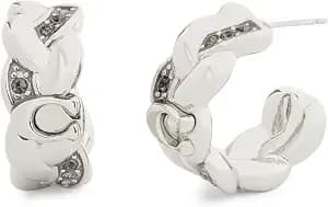 Coach Jewelry Women'S Signature C Braided Hoop Earrings