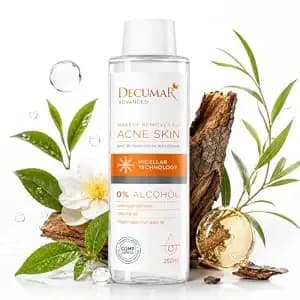 Decumar Advanced Micellar Cleansing Water Makeup Remover, Gentle No-Rinse Facial Cleanser With Willow Bark & Green Tea, For Oily & Blemish-Prone Skin, 250 Ml / 8.45 Fl Oz