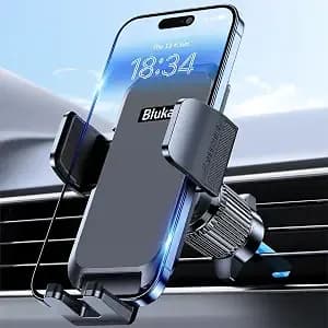 Blukar Car Phone Holder Mount, Super Stable Air Vent Cell Phone Car Mount - 2025 Metal Hook Clip, 360° Rotation,One Button Release For Iphone, Galaxy, Google, And All Other Smartphones