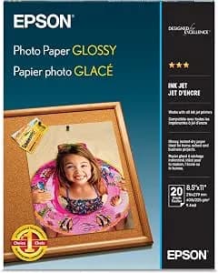 Epson Photo Paper Glossy Letter Size 8.5x11 20 Sheets s041141