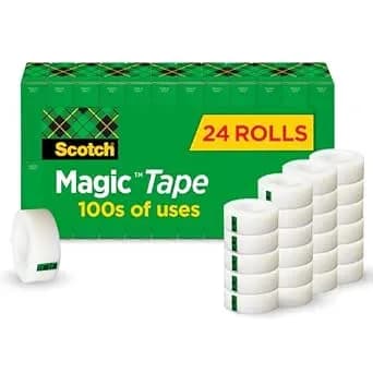 Scotch Magic Tape, Invisible, Home Office Supplies And Back To School Supplies For College And Classrooms, 24 Rolls