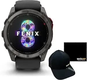 Garmin FēNix 8 Pro, Microled Display, 51mm, Premium Multisport Gps Smartwatch With Inreach Technology, Sapphire, Dlc Titanium Bundle With Gps City Microfiber Cloth & Hat (010-03380-00)