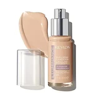 Revlon Illuminance Skin-Caring Liquid Foundation, Hyaluronic Acid, Hydrating And Nourishing Formula With Medium Coverage, 201 Creamy Natural, 1 Fl Oz