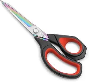 Livingo Fabric Scissors 9.5" Professional Tailor Heavy Duty Sewing Shears - Titanium Coated Forged Stainless Steel Blade, Comfort Grip, Leather Dressmaking Quilting Craft Projects