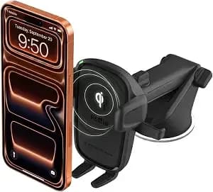 Iottie Car Charger Easy One Touch Wireless 2 Qi Charging Dashboard Phone Mount For Iphone, Samsung Galaxy, Huawei, Lg, Smartphones
