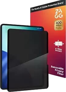 Zagg Privacy Filter For Ipad 11" Air (m4)/(m3)/(m2) - Removable Magnetic 4-Way Privacy Screen Filter, Anti-Glare Matte Finish, Fingerprint Resistant, Reusable Design & Protective Sleeve