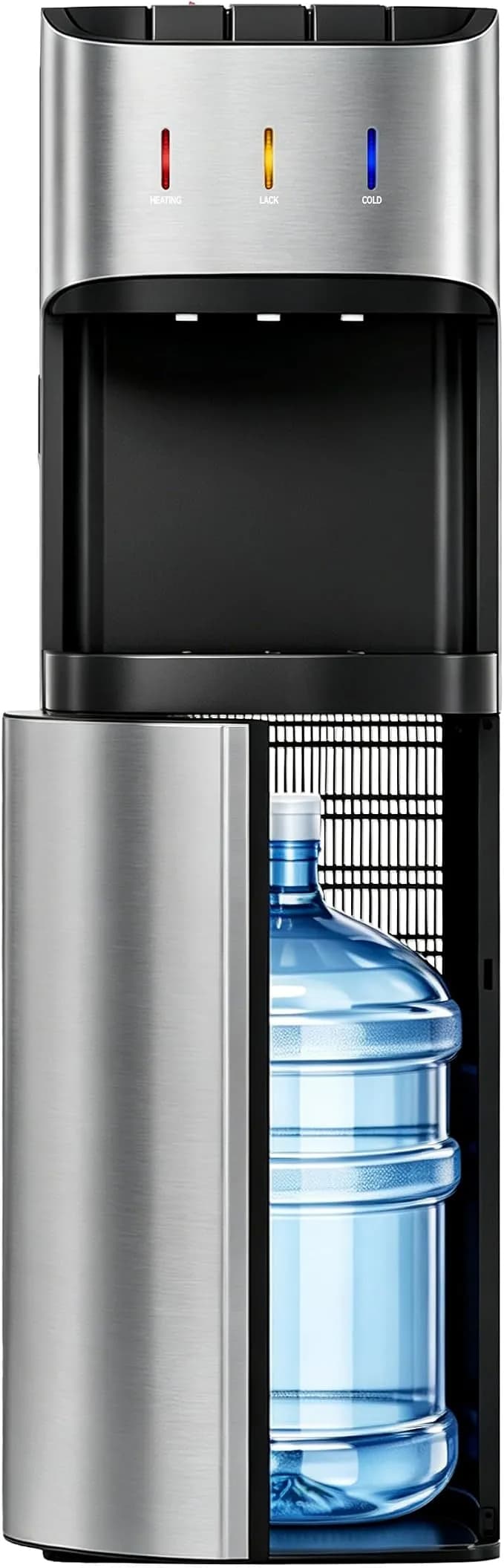 Bottom Loading Water Cooler Dispenser, Satin Silver - 3-5 Gallon Bottles, 3 Temperature - Hot, Cold & Room Water, Child Lock, Ideal For Home & Office