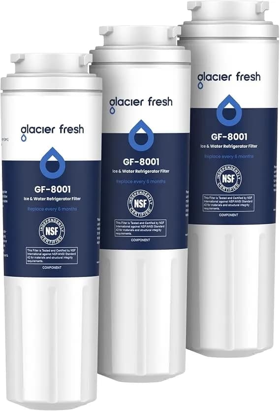 Glacier Fresh ukf8001 Whirlpool Refrigerator Water Filter 4, 3 Pack - Compatible With edr4rxd1, Everydrop Filter 4, 4396395, Maytag ukf8001, ukf8001axx, whr4rxd1, kad4rxd1, 46-9006, Puriclean Ii