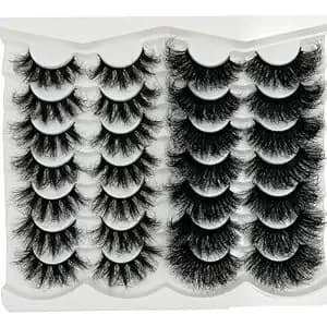 Mink Lashes Fluffy 25mm Long Big Eyelashes Pack, Thick D Curl Dramatic Eyelashes, Cat Eye 3d False Strip Lashes 2 Styles
